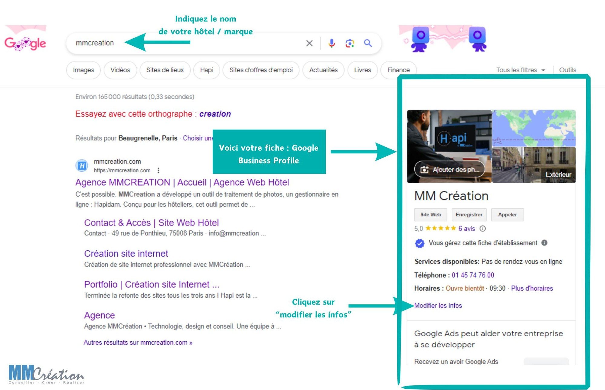 Screen de la fiche Google Business Profile